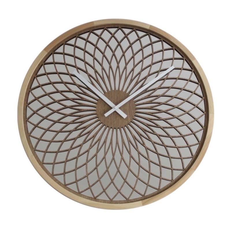 3D Spiral Wood Modern Wall Clock - Natural